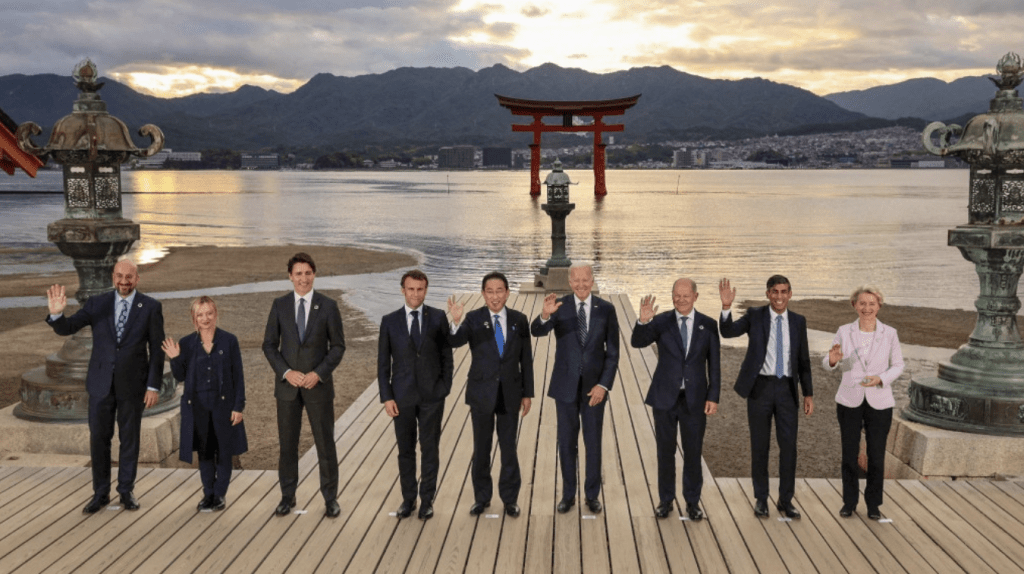 朔爾茨（左3）剛與拜登（左4）在日本七國峰會踫頭。