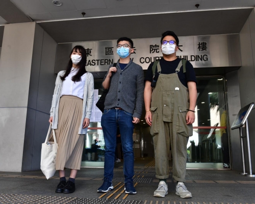 (左起)周庭、黃之鋒及林朗彥。