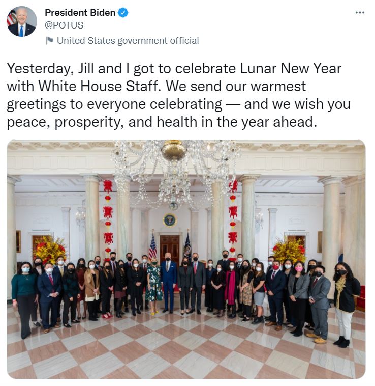 拜登在Twitter發帖慶祝新年。拜登Twitter