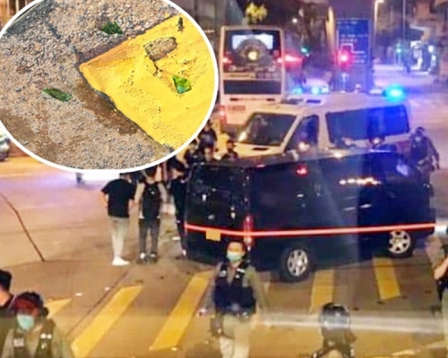 現場遺下玻璃瓶碎片(小圖)。大圖為網圖