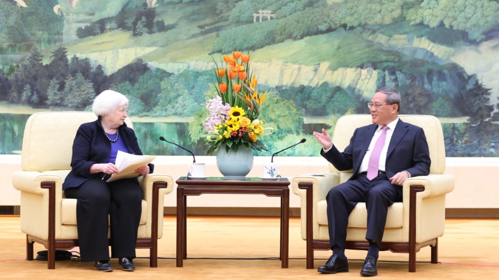 美国财政部长耶伦在京访问，亦提出「产能过剩」问题。中新社