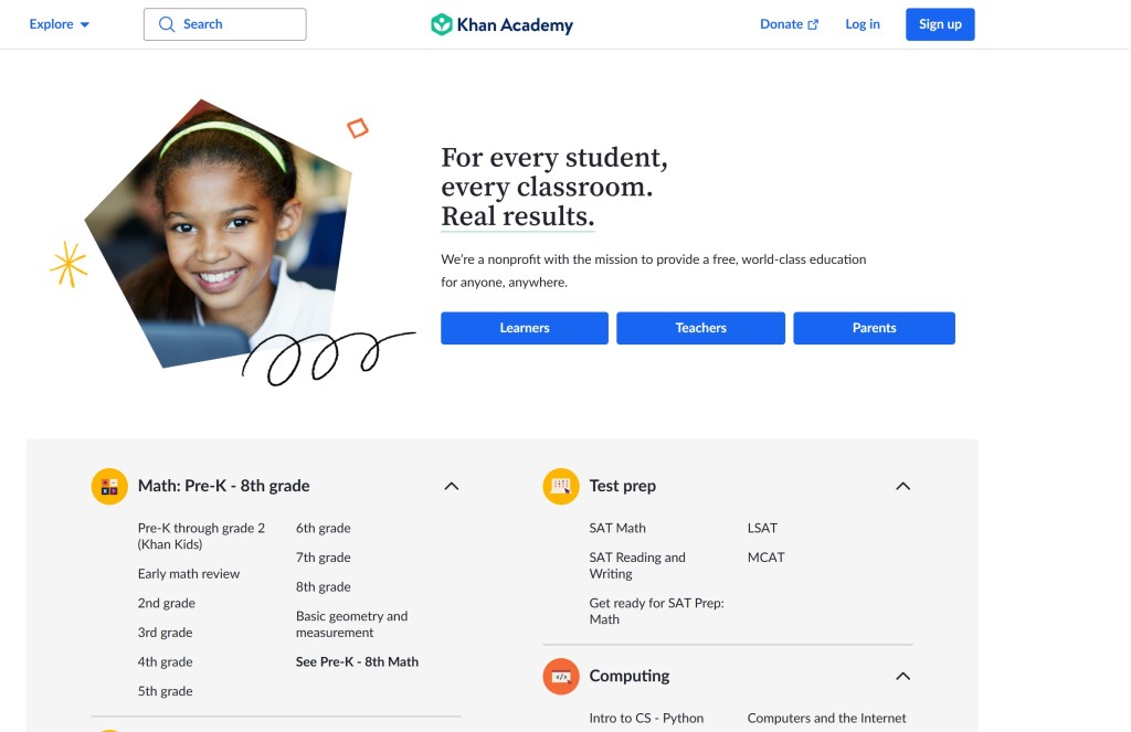 免費網上學習平台校長推薦3：Khan Academy Kids （圖片來源：網上圖片） 
