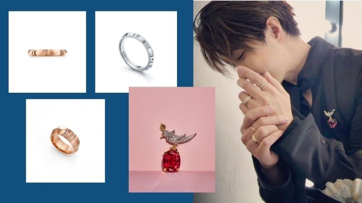 On Hins Cheung：Bird On A Rock Brooch with pink sapphire/$1,356,000、Atlas X Rose gold ring with diamonds/$48,000、Atlas X Rose gold ring/$9,400、Atlas X Rose white gold ring/$9,400。