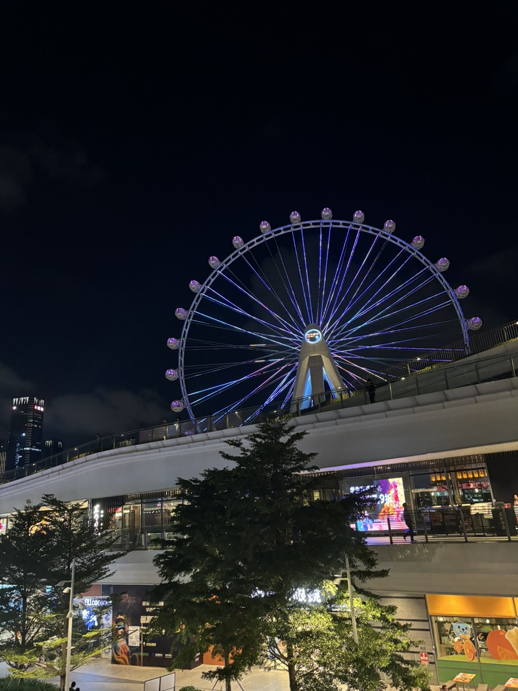 這裏有全深圳最大的摩天輪，讓歡樂港灣的夜景更添璀燦。（圖片來源：《親子王》）