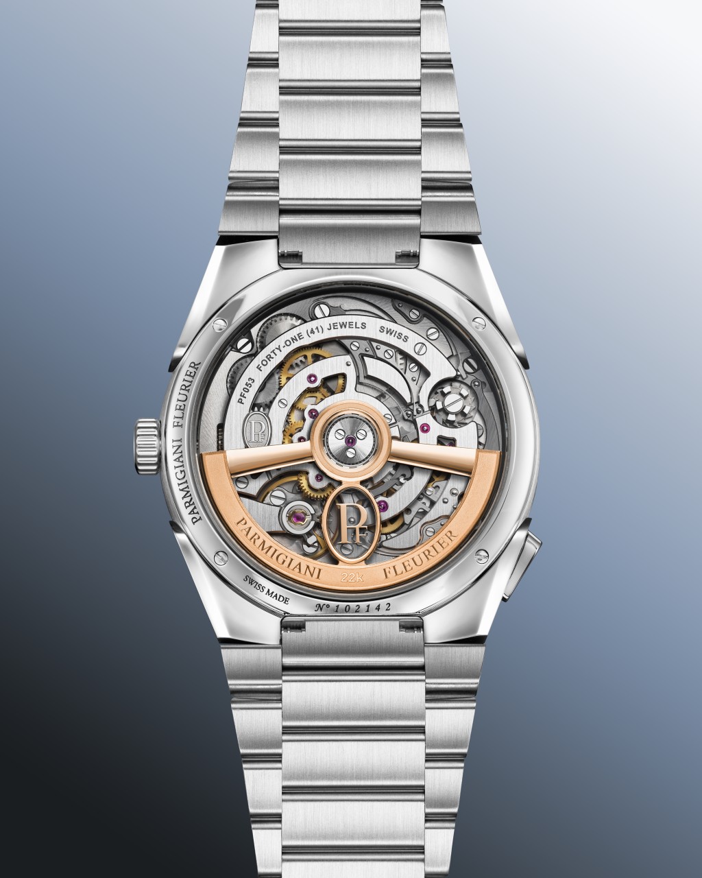Parmigiani Fleurier Tonda PF Chronographe Mystérieux搭載PF053自動機芯。