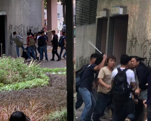 逾10人圍毆黑衣人。Spark • 撻著及網上圖片