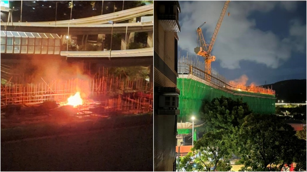 屯門藍地地盤起火 消防到場灌救