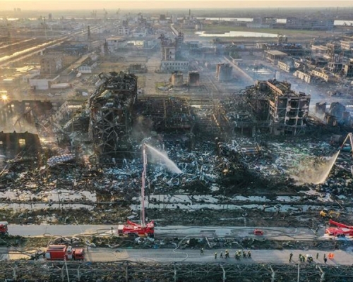 江蘇省鹽城響水縣天嘉宜化工廠去年3月發生爆炸，造成78人死亡，逾600人受傷。新華社圖片