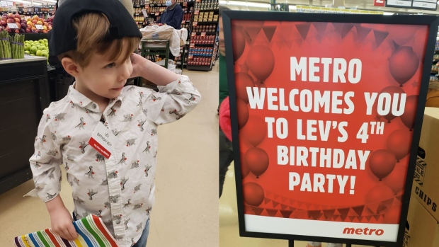 加拿大安省4歲男童戈德法布（Lev Goldfarb ）近日實現在Metro舉行生日會的願望。網上圖片