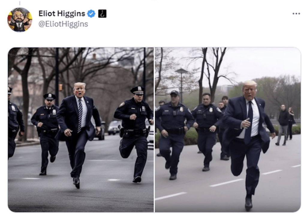 由AI合成的特朗普被圍捕的假照片一度在網上瘋傳。