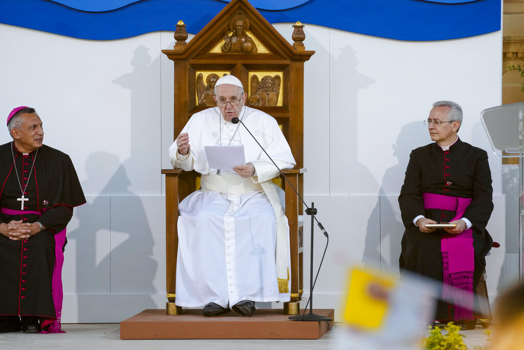 教宗主持祈禱聚會，談及烏克蘭。AP圖片