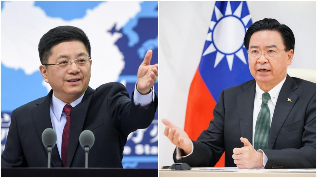 國台辦發言人馬曉光(左),台灣的外交部長吳釗燮(右)。