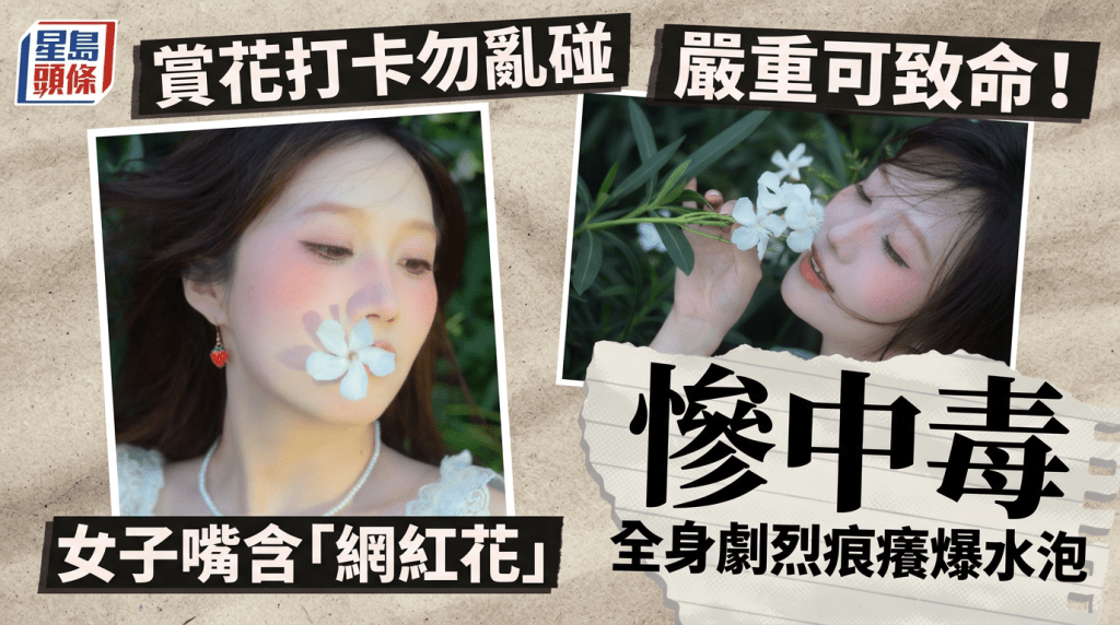 賞花打卡勿亂碰嚴重可致命！女子嘴含「網紅花」慘中毒 全身劇烈痕癢爆水泡