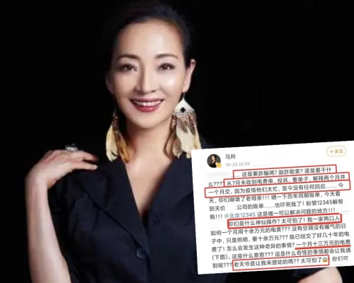 內地演員馬羚收13萬天價電費單求助無門網上求助。