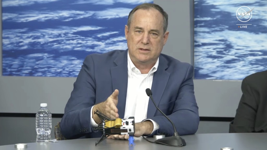 直觉机器行政总统阿特姆斯（Steve Altemus）介绍「奥德修斯号」（Odysseus）着陆后的情况。  NASA影片截图