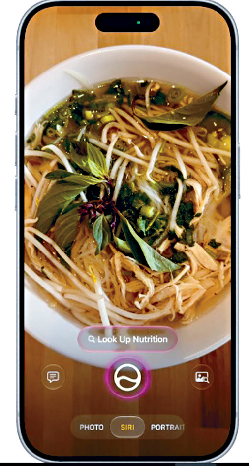 利用iPhone相機App的Siri模式，用戶只需對準餐點即可獲得營養資訊。