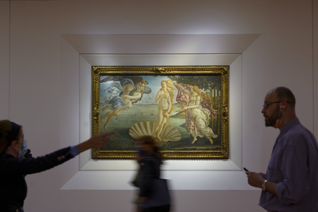 波提且利（Sandro Botticelli）名画《维纳斯的诞生》（The Birth of Venus）。 美联社