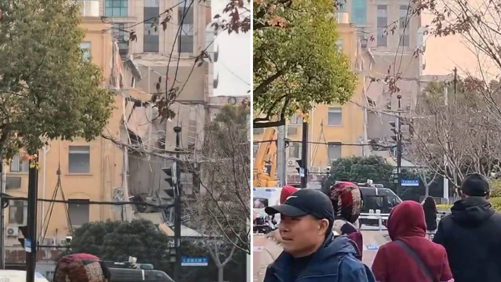 上海有建築物局部坍塌,2人獲救1人搜救中。