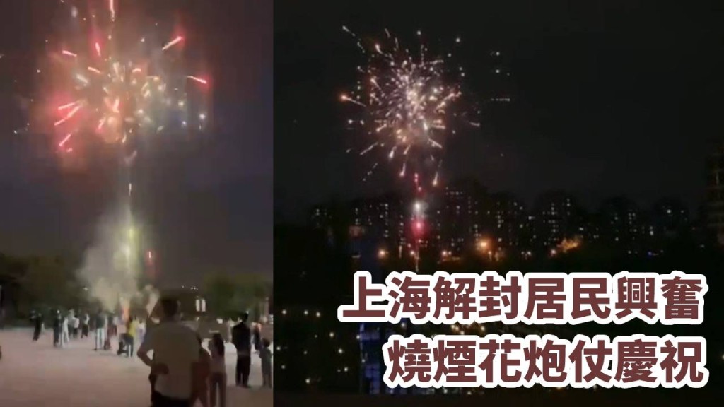上海晚間多地煙花璀璨。微博網圖