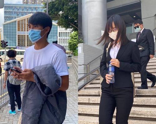 被告韓卓恒(左);女督察許育芙(右)。 張旭珊攝