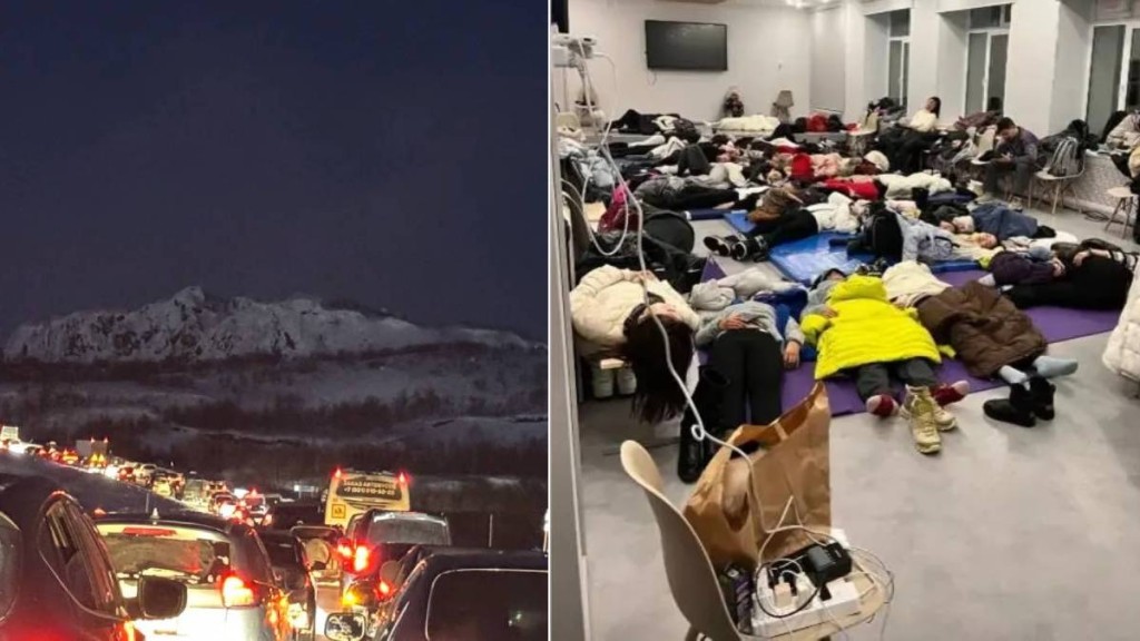 農曆新年前夕，逾百中國遊客受困俄羅斯極光村。小紅書／上游新聞