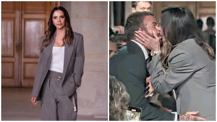 Victoria Beckham個人品牌舉行時裝騷  場內與碧咸甜蜜咀嘴晒恩愛