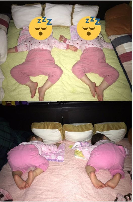 双胞胎睡姿一模一样。Twitter