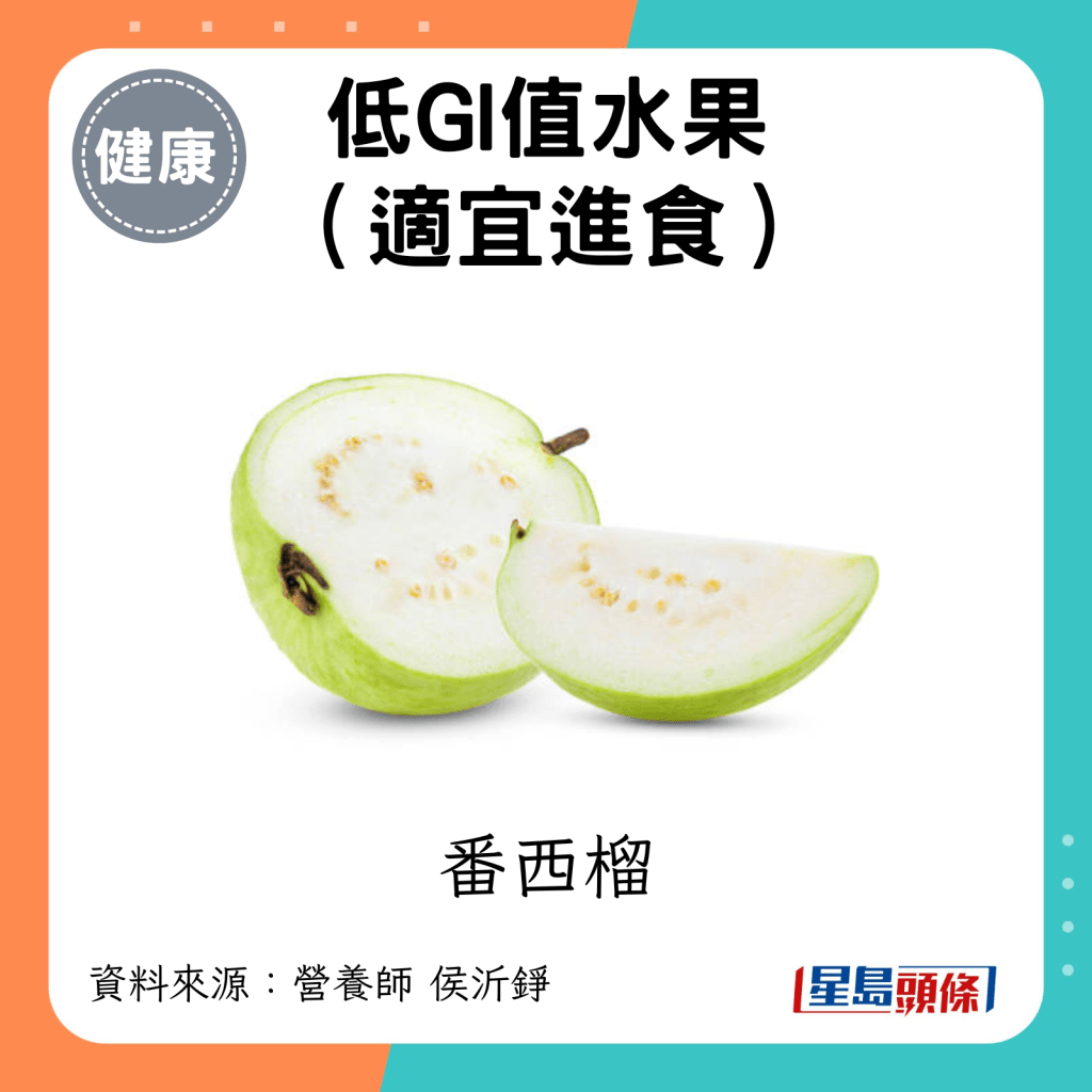 低GI值水果（适宜进食）：番石榴。