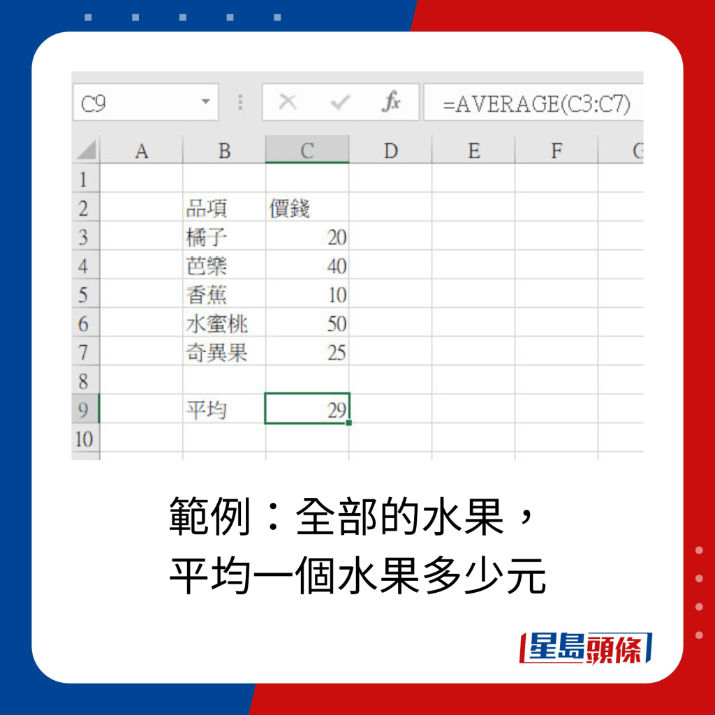 EXCEL 10大秘技｜2. 計算所選儲存格數字的平均值