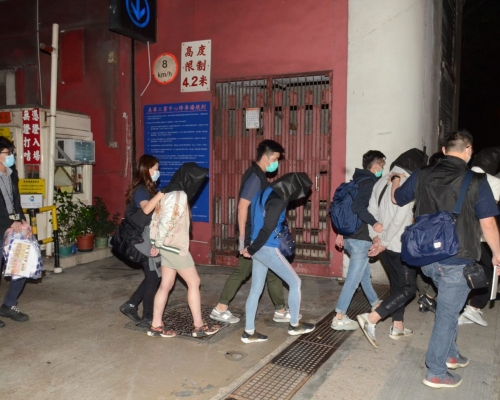 警方在紅磡土瓜灣道美華工業中心拘捕8人。