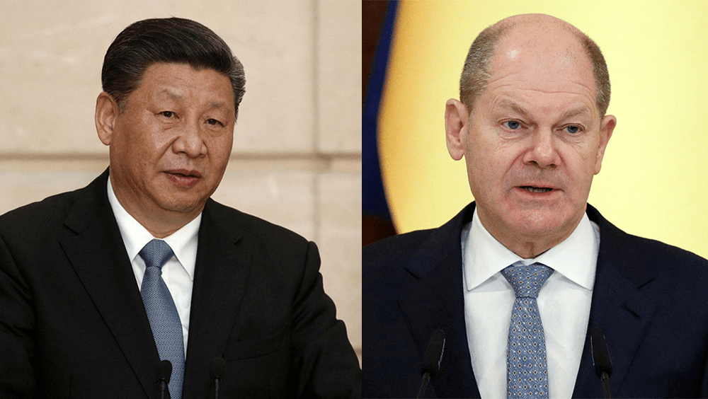 习近平会见德国总理朔尔茨。路透