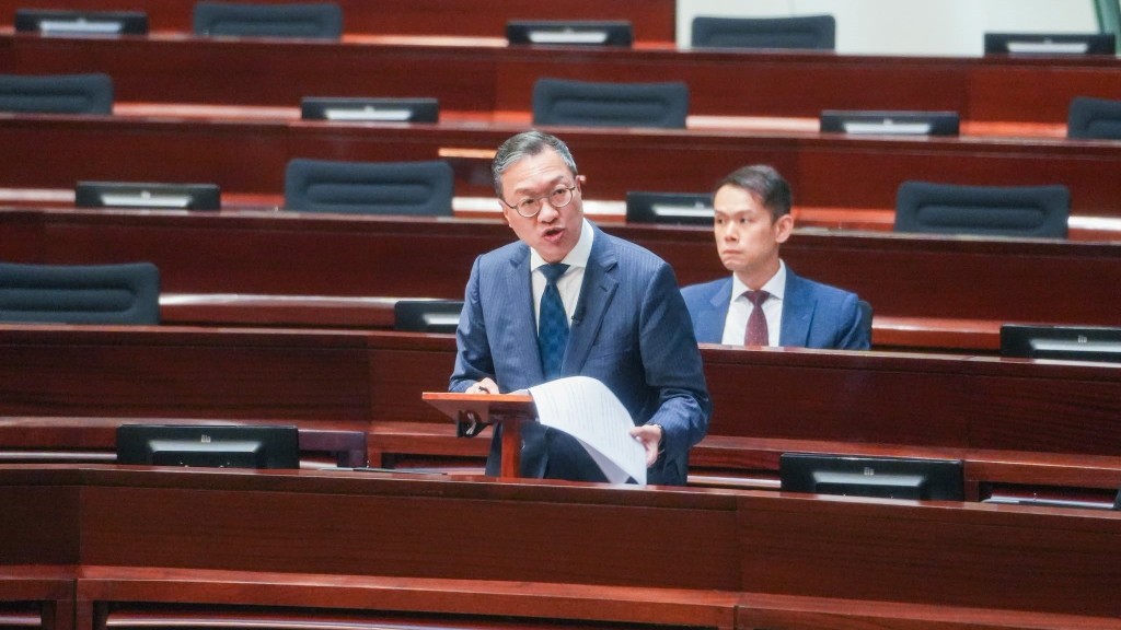 律政司司長林定國今日（24日）在立法會動議二讀《2026年證據（修訂）條例草案》。林定國fb