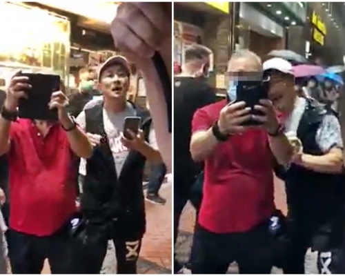一名無戴罩的疑似藝人,昨晚在尖沙嘴街頭與途人發生爭執及推撞。網上影片截圖
