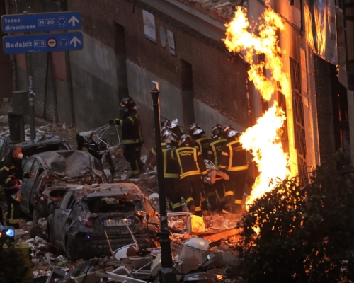 西班牙首都馬德里市中心一幢住宅樓宇發生爆炸。ap圖