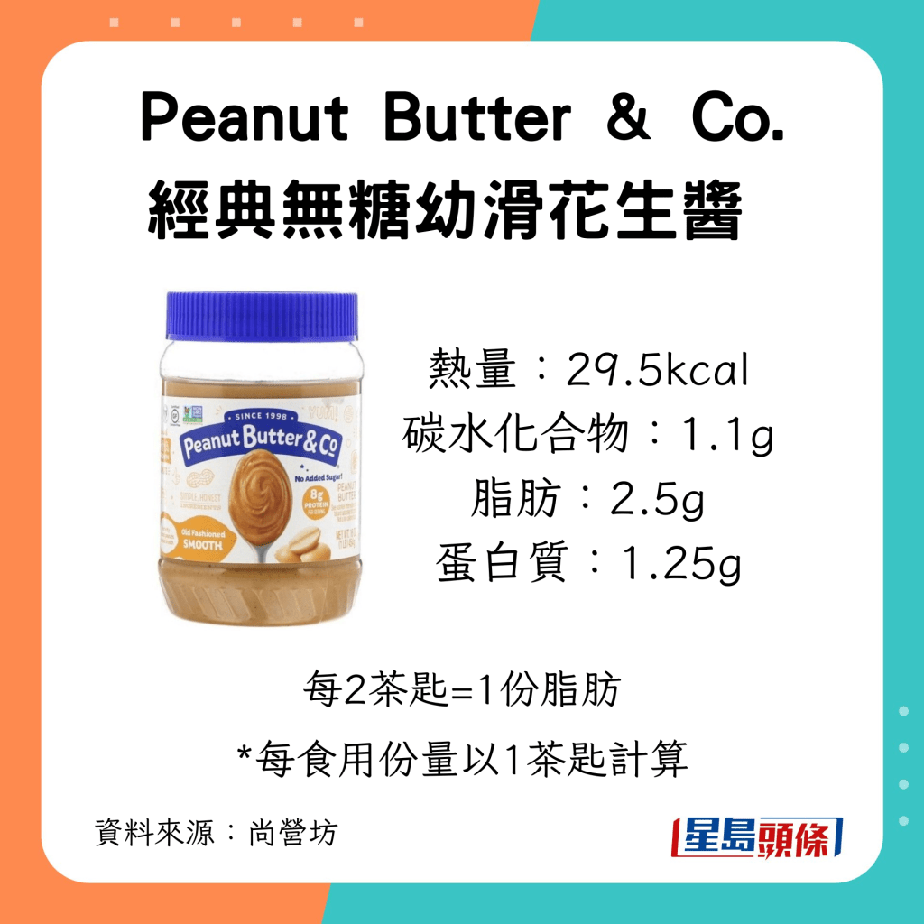 3款無糖花生醬推介｜3. Peanut Butter & Co. 經典無糖幼滑花生醬