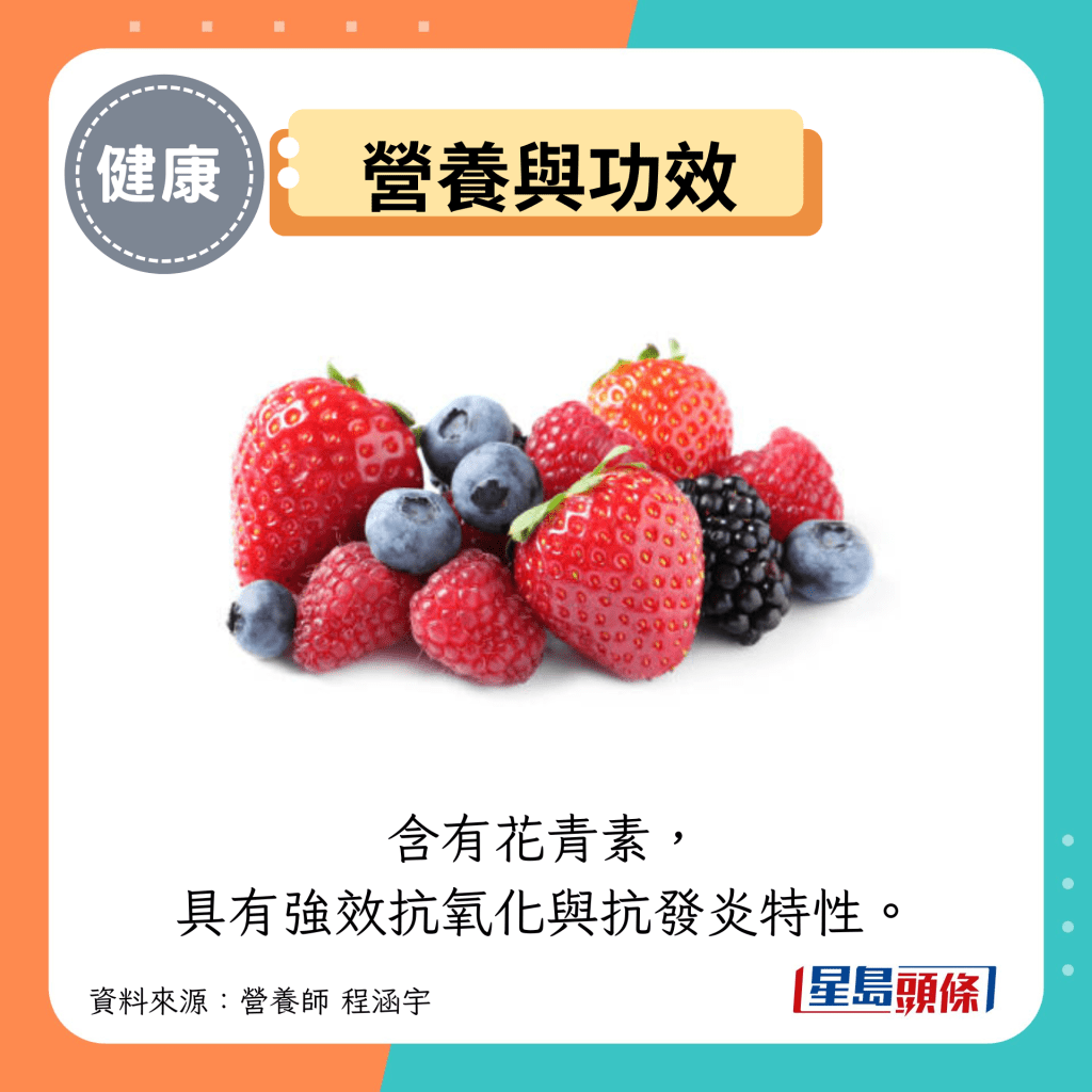 营养与功效:含有花青素, 具有强效抗氧化与抗发炎特性。 营养与功效:含有花青素, 具有强效抗氧化与抗发炎特性。