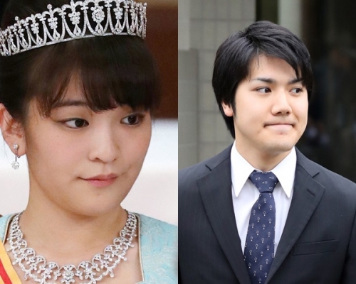 真子公主與小室圭周六會見傳媒。網圖