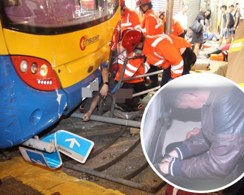 城巴司機方烱華（小圖）剷上行人路上一群正等候過馬路的途人，釀成3死30傷。陳浩元攝/資料圖片