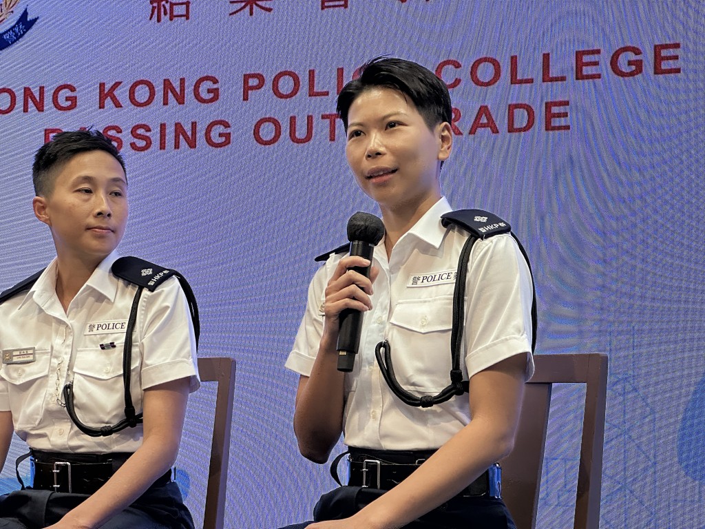見習督察黃文鈺對警務工作「一見鍾情」,決意從生活多年的美國回港投考警隊。 梁國峰攝 見習督察黃文鈺對警務工作「一見鍾情」,決意從生活多年的美國回港投考警隊。 梁國峰攝