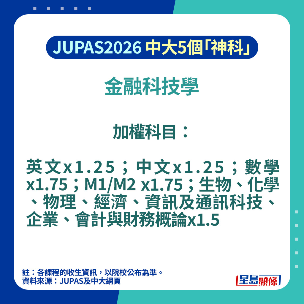 中大入學攻略2026｜CUHK聯招JUPAS 5大「神科」＋5大新興科目一覽附最新收分/計分方法
