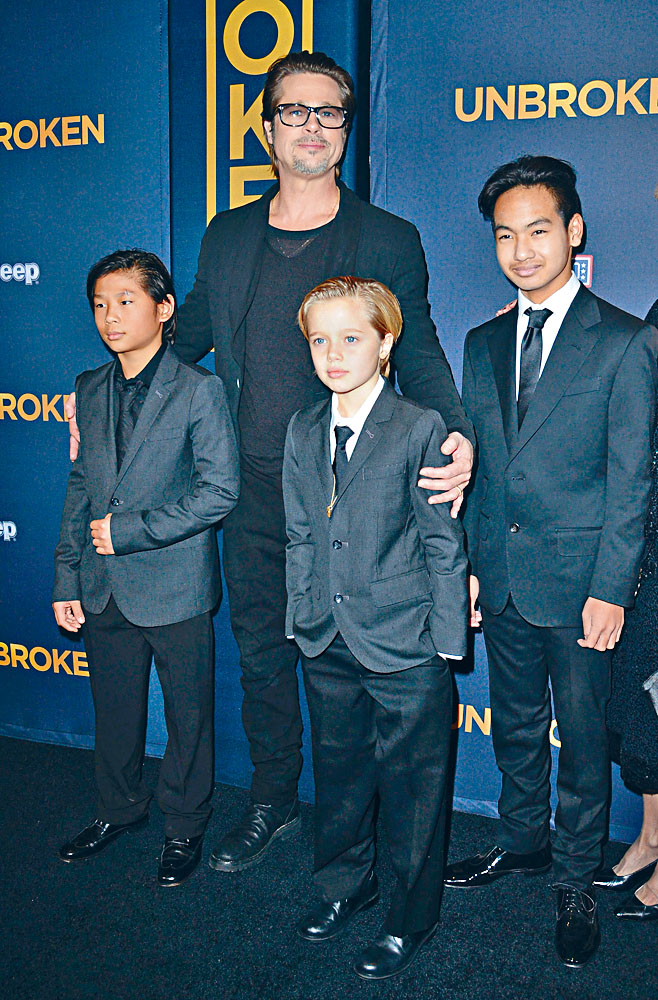 畢彼特在家中開派對為Shiloh（中）慶祝生日，大兒子Maddox亦有現身。