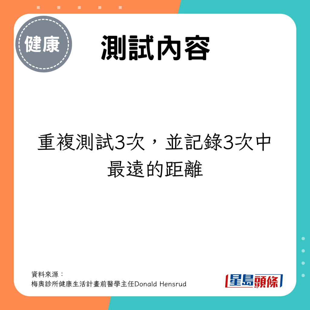 重複測試3次，並記錄3次中最遠的距離