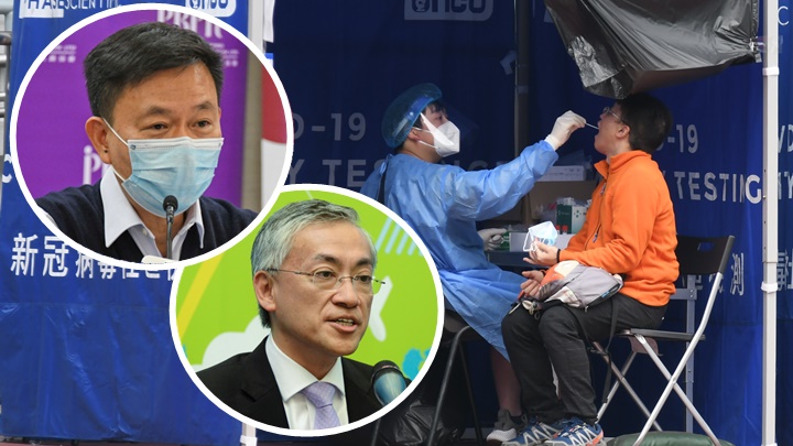 梁栢賢(小圖上)認為全民檢測非政府優先抗疫工作,岑智明(小圖下)回應其撰文質疑當局加碼封區是缺常識。資料圖片
