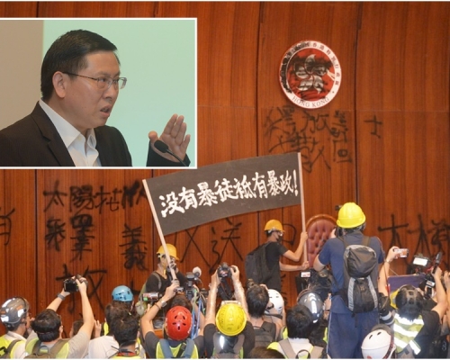 宋如安指香港有示威者破壞中聯辦等屬公然挑戰一國兩制。資料圖片