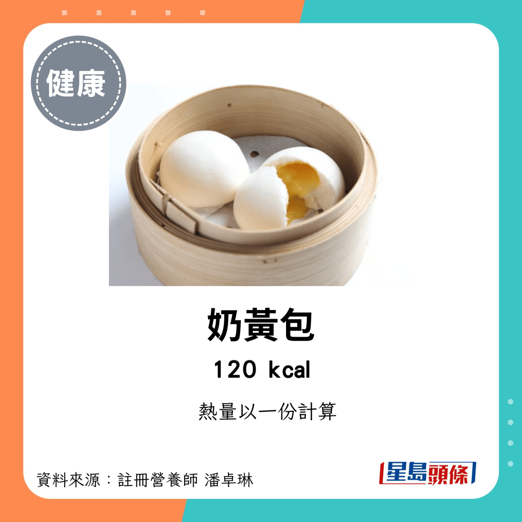 较低卡路里点心：奶黄包 120kcal/份