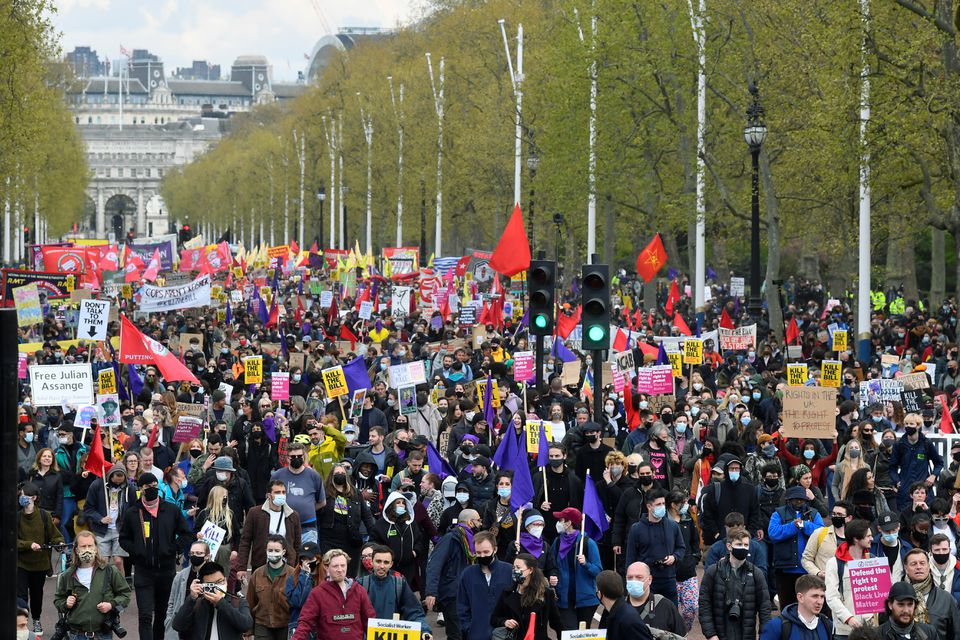 英国不时有示威抗议。REUTERS