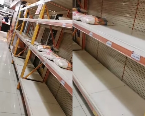 澳門有超市貨架近乎被清空。「澳門高登起底組」圖片