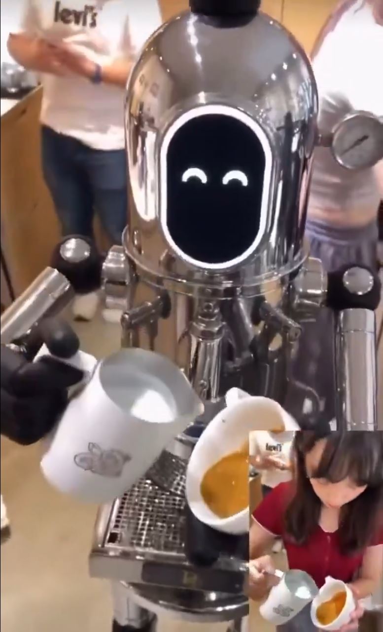 台灣咖啡拉花師Vicky，指控有內媒偷片用AI換臉方式生成機械人拉花片。