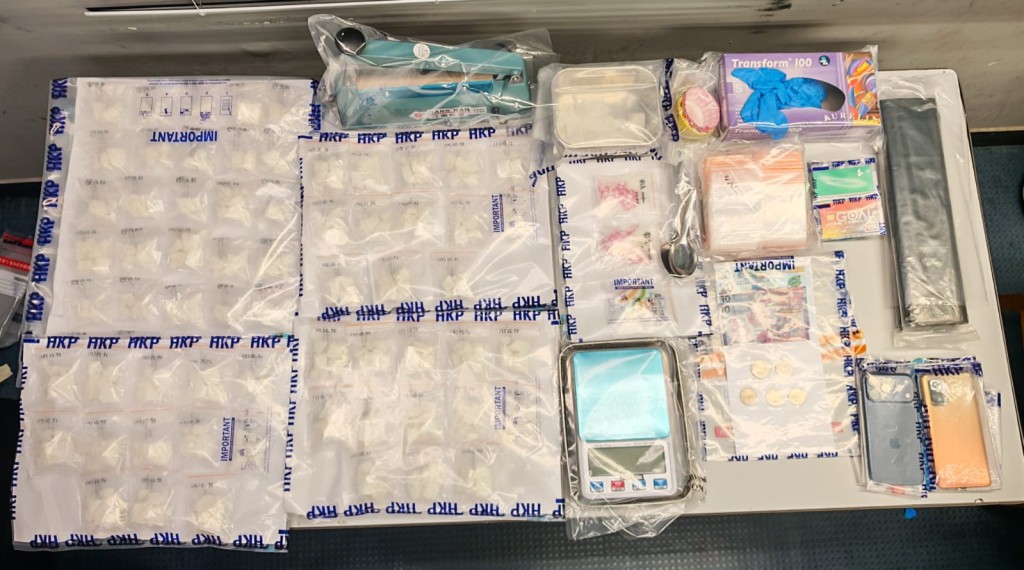 行動中檢獲的毒品市值共約200萬元。警方圖片 行動中檢獲的毒品市值共約200萬元。警方圖片