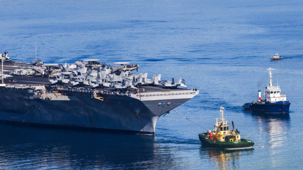 「福特號」上周發生大火。（法新社）